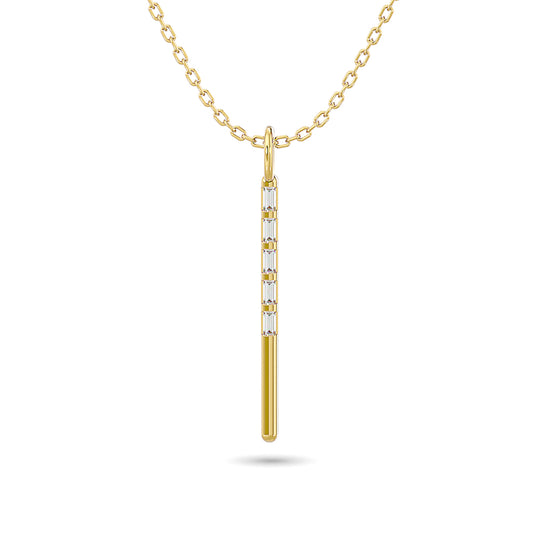 Diamond 1/10 Ct.Tw. Straight Baguette Bar Pendant in 10K Yellow Gold - 63134Y