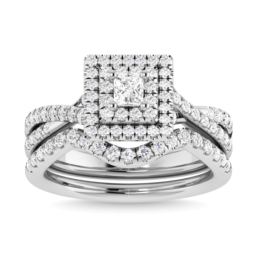 Diamond 1 Ct.Tw. Princess Cut Bridal Ring in 14K White Gold - 63332W