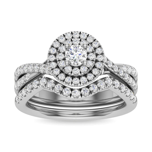 Diamond 1 Ct.Tw. Round Cut Bridal Ring in 14K White Gold - 63333W