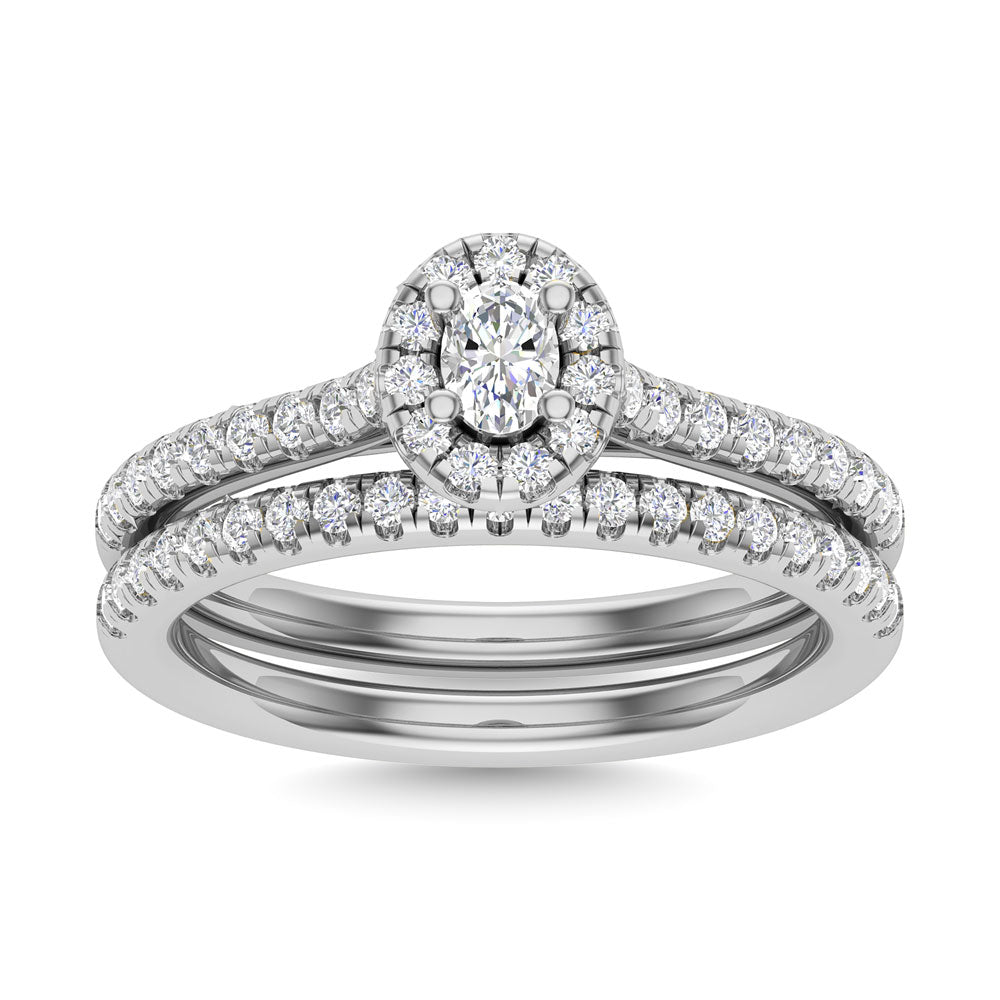 Diamond 3/4 Ct.Tw. Oval Cut Bridal Ring in 14K White Gold - 63335W