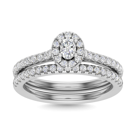 Diamond 3/4 Ct.Tw. Oval Cut Bridal Ring in 14K White Gold - 63335W
