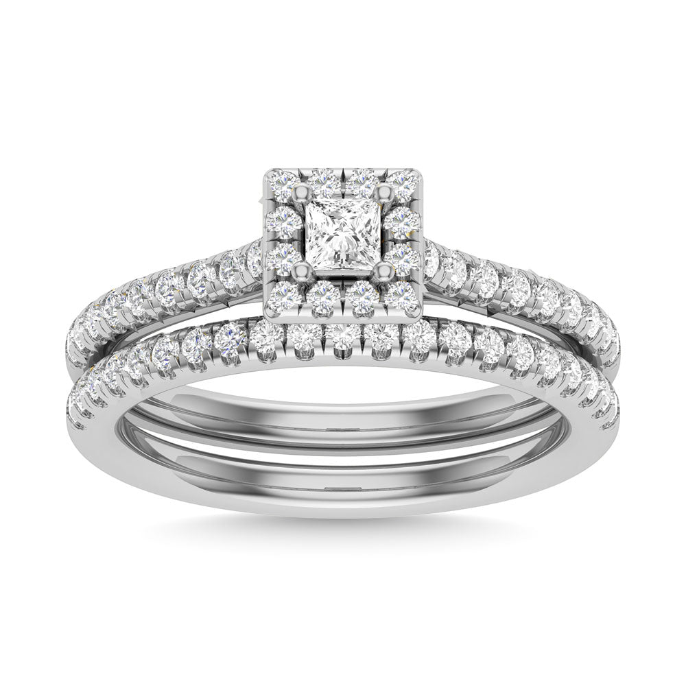 Diamond 3/4 Ct.Tw. Princess Cut Bridal Ring in 14K White Gold - 63336W