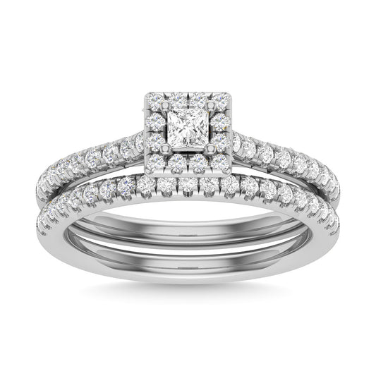 Diamond 3/4 Ct.Tw. Princess Cut Bridal Ring in 14K White Gold - 63336W