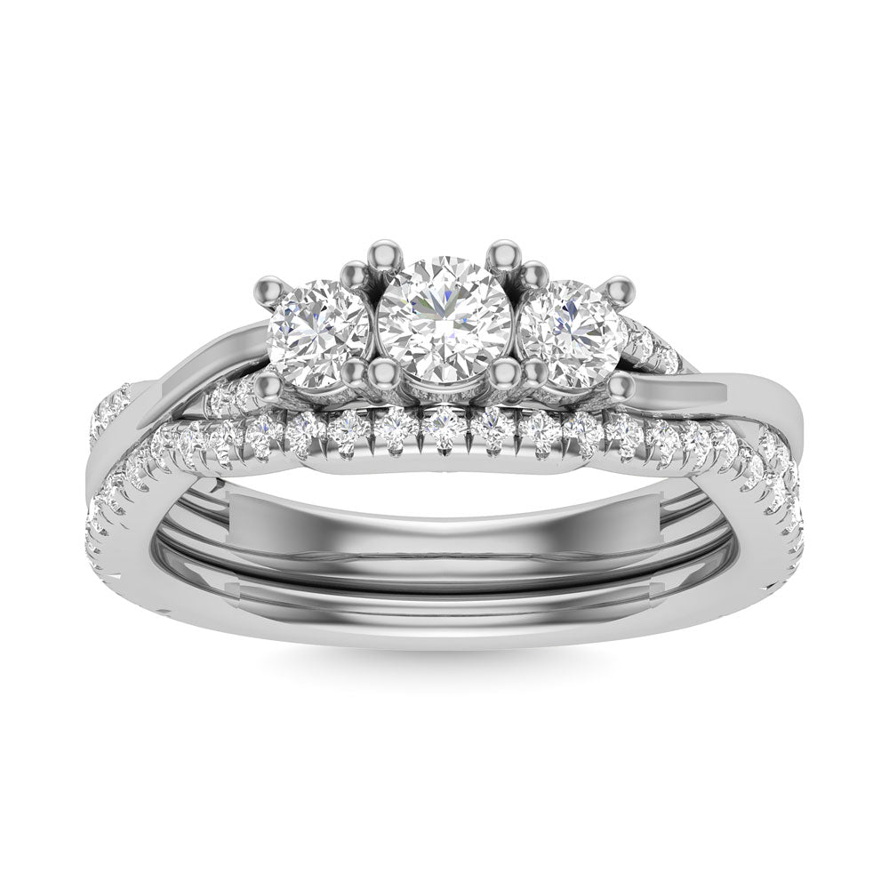 Diamond 1 Ct.Tw. Oval Cut Bridal Ring in 14K White Gold - 63347W