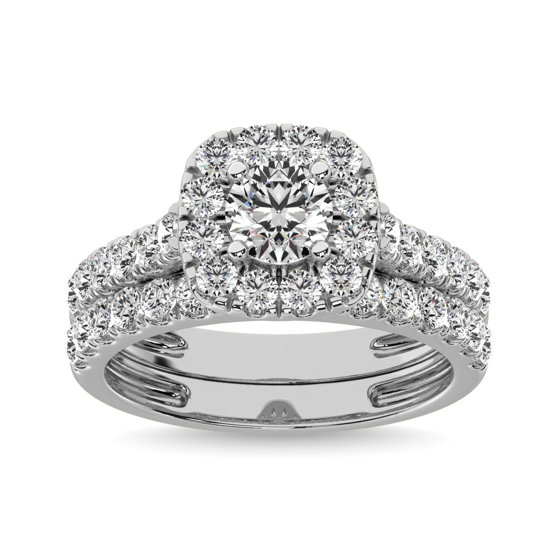 Diamond 2 Ct.tw Round Cut Halo Bridal Ring in 14K White Gold - 63378W