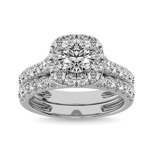 Diamond 2 Ct.tw Round Cut Halo Bridal Ring in 14K White Gold - 63378W