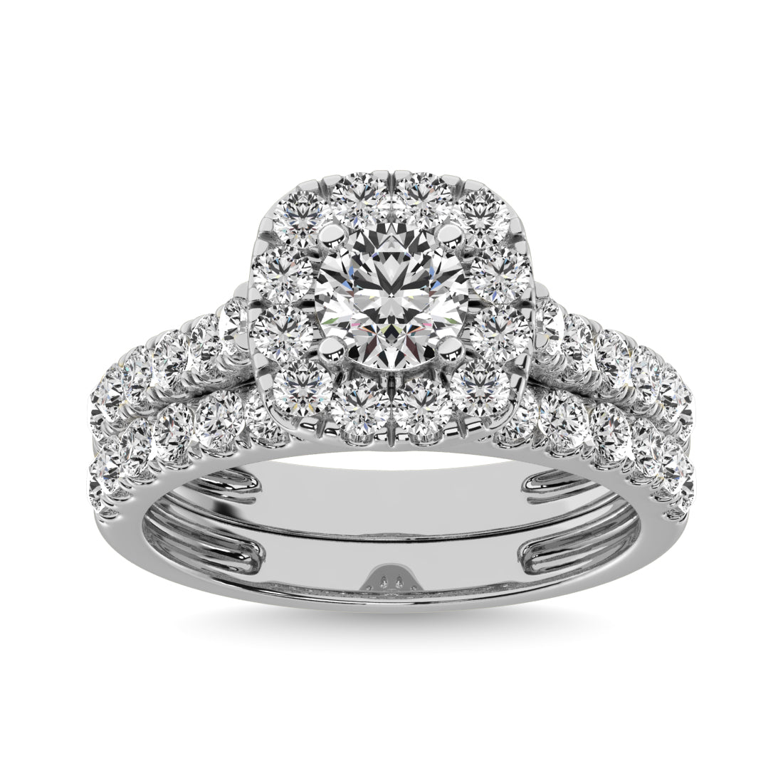 Diamond 2 Ct.tw Cushion Halo Bridal Ring in 14K White Gold - 63379W