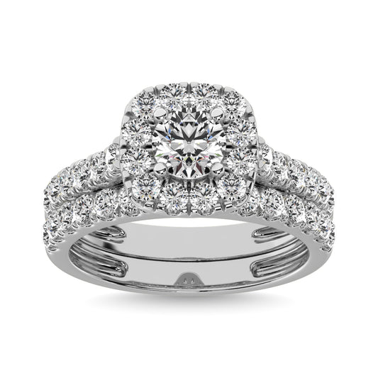 Diamond 2 Ct.tw Cushion Halo Bridal Ring in 14K White Gold - 63379W