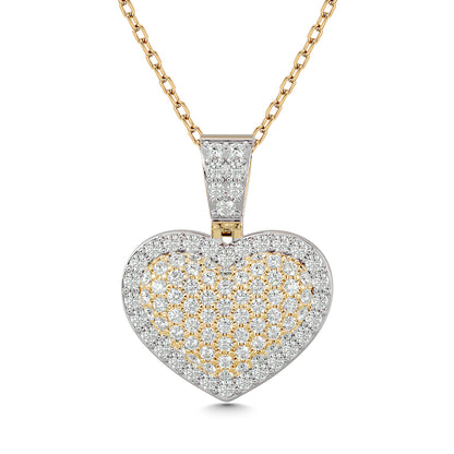 Diamond 1 Ct.tw Heart Pendant in 10K Yellow Gold With White Gold Touch - 63407Y