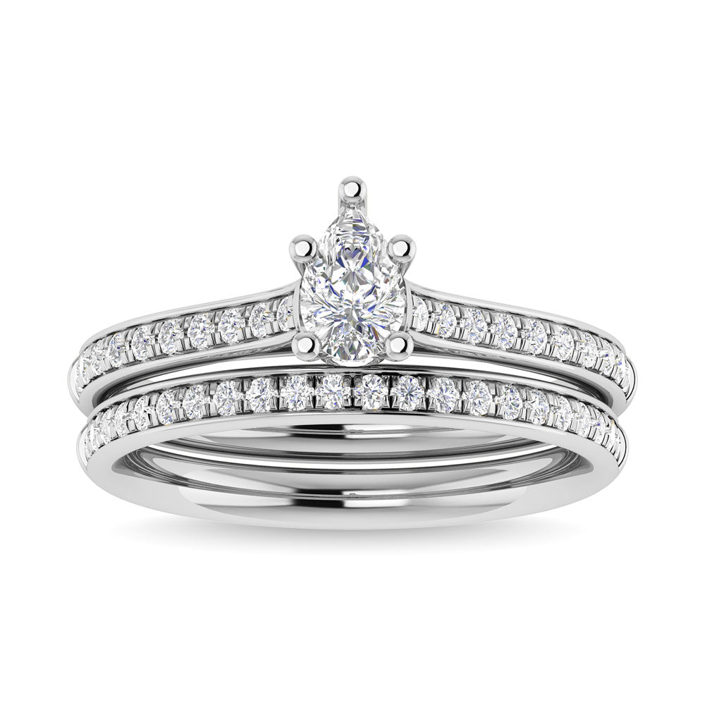 Diamond 3/4 Ct.Tw. Pear Shape Bridal Ring in 14K White Gold - 63412W