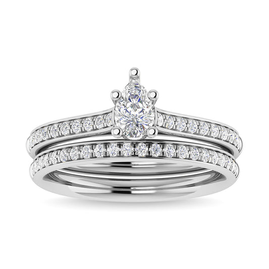 Diamond 3/4 Ct.Tw. Pear Shape Bridal Ring in 14K White Gold - 63412W