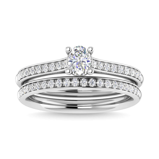 Diamond 3/4 Ct.Tw. Oval Shape Bridal Ring in 14K White Gold - 63413W
