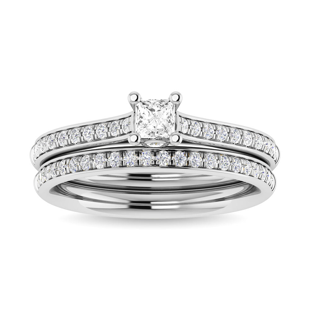 Diamond 3/4 Ct.Tw. Princess Shape Bridal Ring in 14K White Gold - 63414W