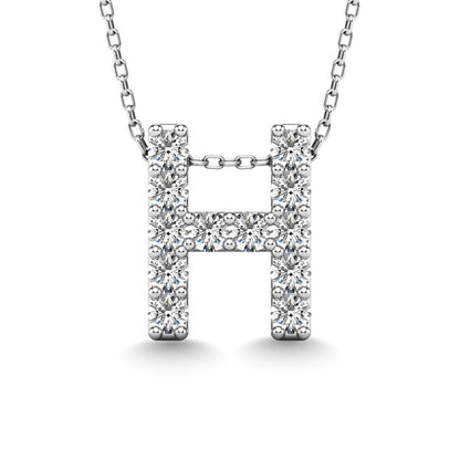 Diamond 1/8 Ct.Tw. Letter H Pendant in 14K White Gold
