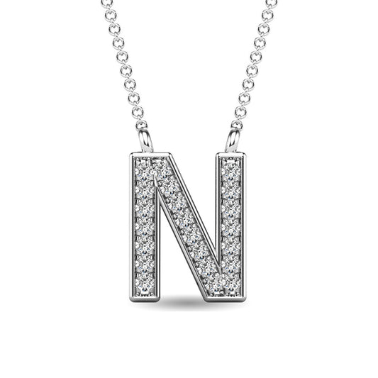 Diamond 1/20 Ct.Tw. Letter N Pendant in 10K White Gold