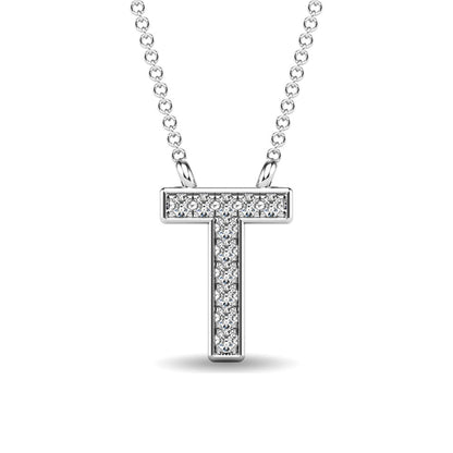 Diamond 1/20 Ct.Tw. Letter T Pendant in 10K White Gold