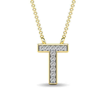 Diamond 1/20 Ct.Tw. Letter T Pendant in 10K Yellow Gold - 63536Y