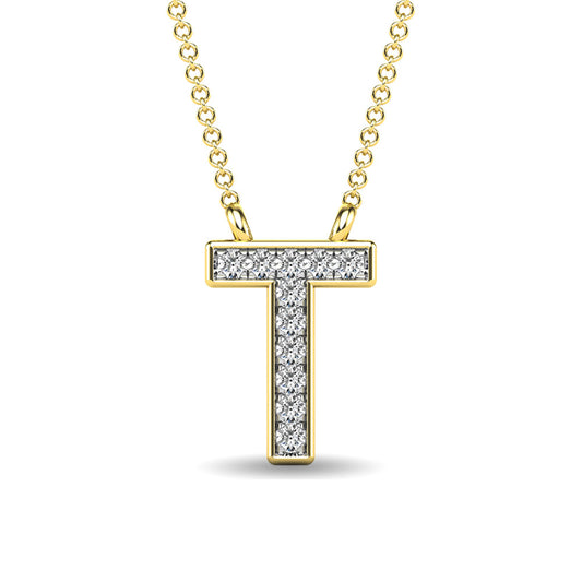 Diamond 1/20 Ct.Tw. Letter T Pendant in 10K Yellow Gold - 63536Y