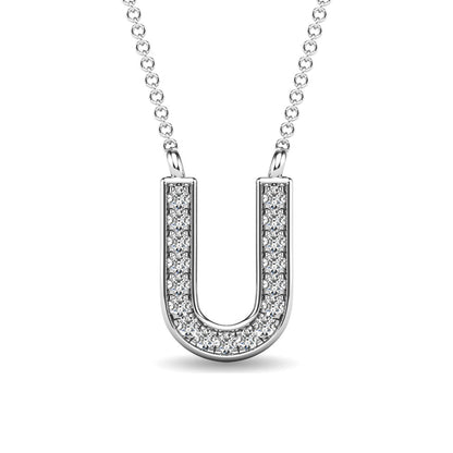 Diamond 1/20 Ct.Tw. Letter U Pendant in 10K White Gold