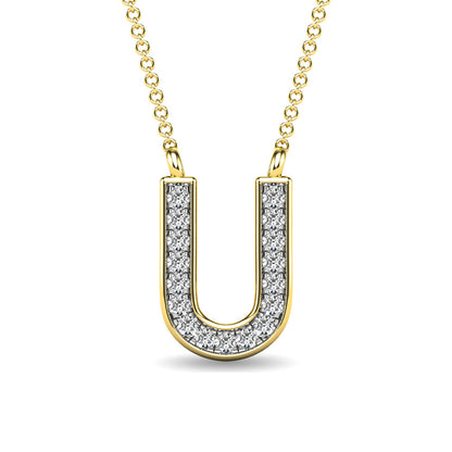 Diamond 1/20 Ct.Tw. Letter U Pendant in 10K Yellow Gold - 63537Y