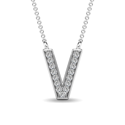 Diamond 1/20 Ct.Tw. Letter V Pendant in 10K White Gold
