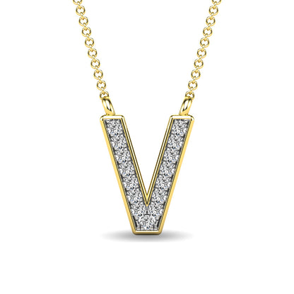 Diamond 1/20 Ct.Tw. Letter V Pendant in 10K Yellow Gold - 63538Y