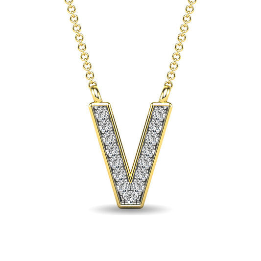Diamond 1/20 Ct.Tw. Letter V Pendant in 10K Yellow Gold - 63538Y