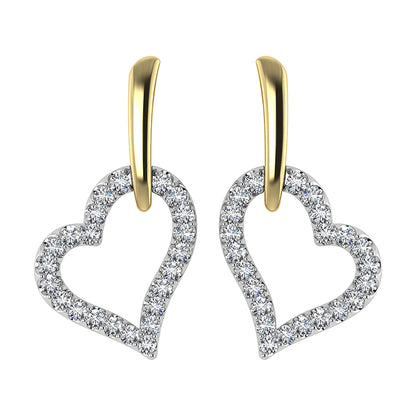 10K Yellow Gold 1/5 Ct.Tw. Diamond Heart Earrings - 63630Y-E