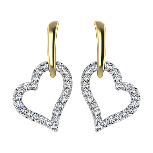 10K Yellow Gold 1/5 Ct.Tw. Diamond Heart Earrings - 63630Y-E