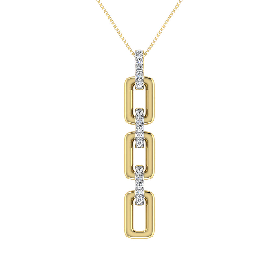 10K Yellow Gold 1/8 Ct.Tw. Diamond Cuban Link Pendant
