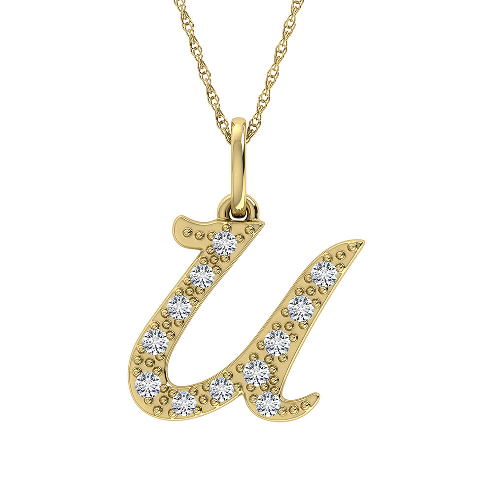 Diamond 1/8 Ct.Tw. Letter U Pendant in 10K Yellow Gold - 63851Y