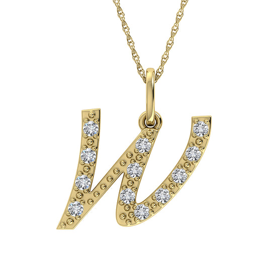 Diamond 1/8 Ct.Tw. Letter W Pendant in 10K Yellow Gold - 63853Y