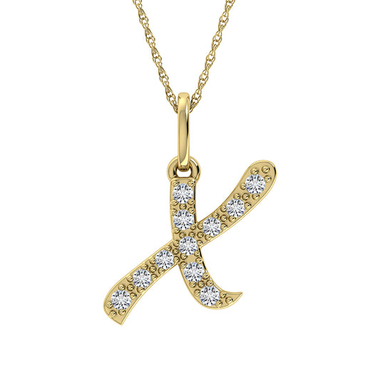 Diamond 1/8 Ct.Tw. Letter X Pendant in 10K Yellow Gold - 63854Y