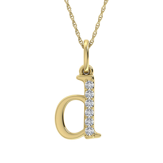 Diamond 1/20 Ct.Tw. Letter D Pendant in 10K Yellow Gold - 63860Y