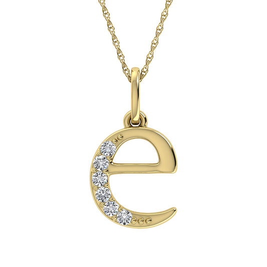Diamond 1/20 Ct.Tw. Letter E Pendant in 10K Yellow Gold - 63861Y
