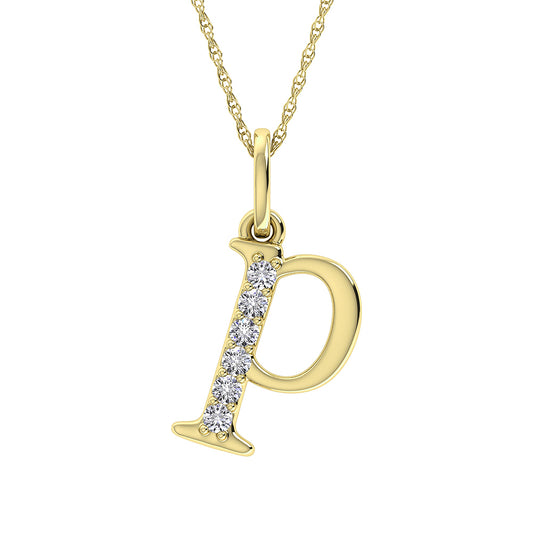 Diamond 1/20 Ct.Tw. Letter P Pendant in 10K Yellow Gold - 63872Y
