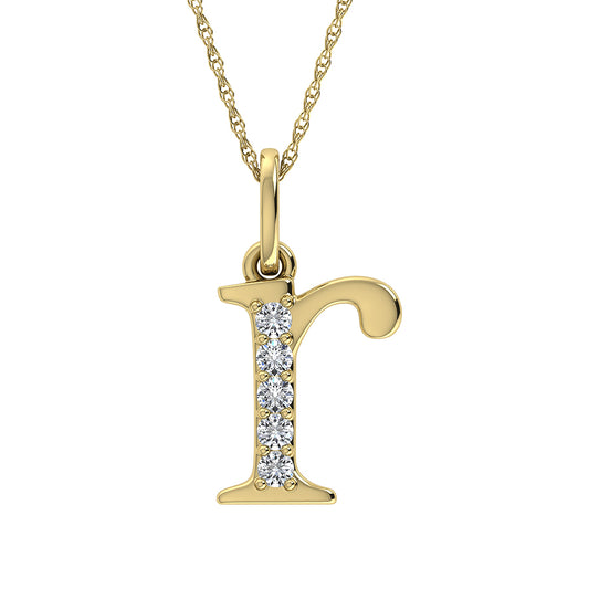 Diamond 1/20 Ct.Tw. Letter R Pendant in 10K Yellow Gold - 63874Y
