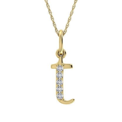 Diamond 1/20 Ct.Tw. Letter T Pendant in 10K Yellow Gold - 63876Y