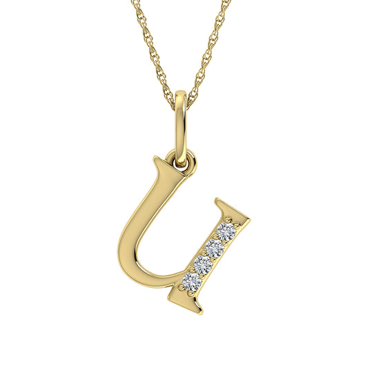 Diamond 1/20 Ct.Tw. Letter U Pendant in 10K Yellow Gold - 63877Y