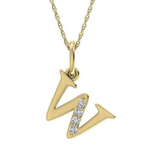 Diamond 1/20 Ct.Tw. Letter W Pendant in 10K Yellow Gold - 63879Y