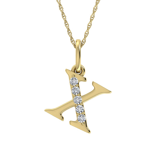 Diamond 1/20 Ct.Tw. Letter X Pendant in 10K Yellow Gold - 63880Y