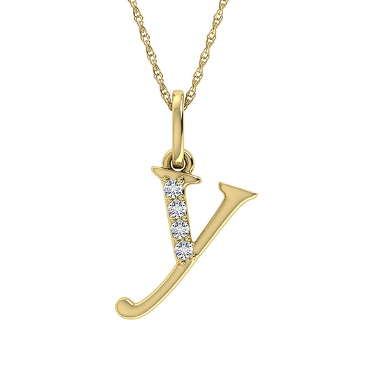 Diamond 1/20 Ct.Tw. Letter Y Pendant in 10K Yellow Gold - 63881Y