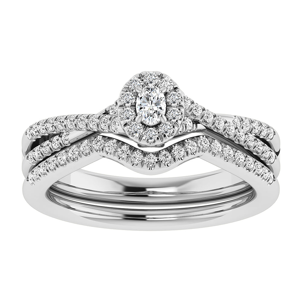Oval and Round Diamond 1/2 Ct.Tw. Bridal Ring in 10K White Gold - 63944W