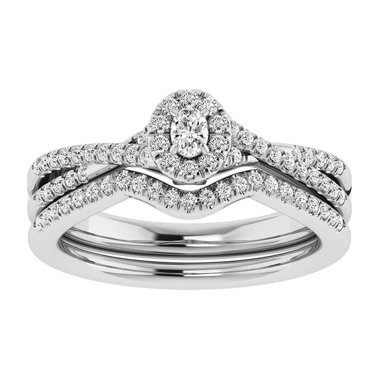 Oval and Round Diamond 1/2 Ct.Tw. Bridal Ring in 10K White Gold - 63944W