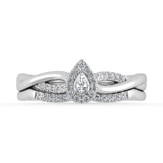 10K White Gold Diamond 1/4 Ct.Tw. Pear Shape Bridal Ring - 63987W-PR
