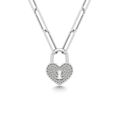 Diamond 1/10 Ct.Tw. Lock Pendant in 925 Silver
