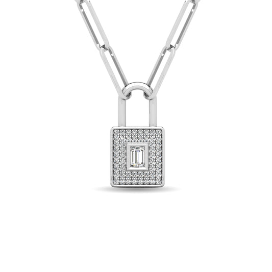 Diamond 1/5 Ct.Tw. Lock Pendant in 10K White Gold