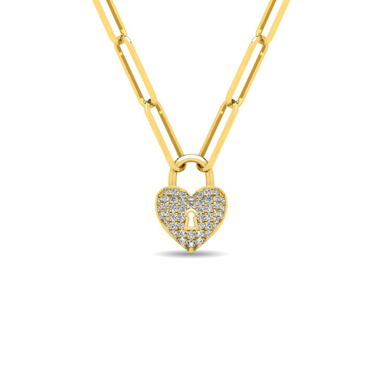 Diamond 1/8 Ct.Tw. Lock Pendant in 10K Yellow Gold - 64086Y