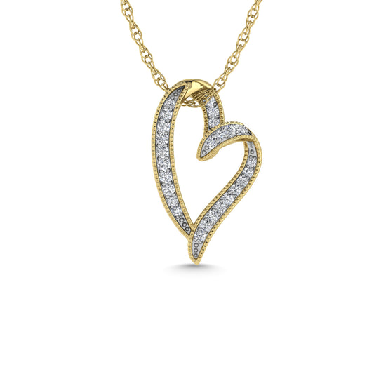 Diamond 1/6 Ct.Tw. Heart Pendant in 10K Yellow Gold - 64171Y
