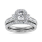 10K White Gold Diamond 1 Ct.Tw. Emerald Shape Bridal Ring - 64238W